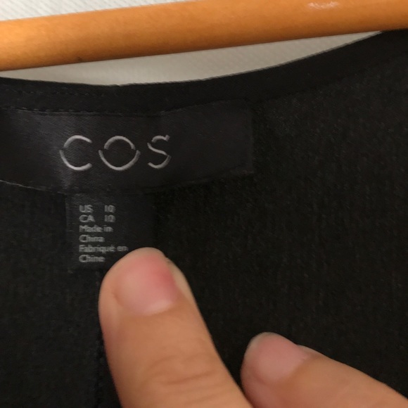 Charcoal Black 100% Silk Dress w/ tie front collar - Picture 3 of 5